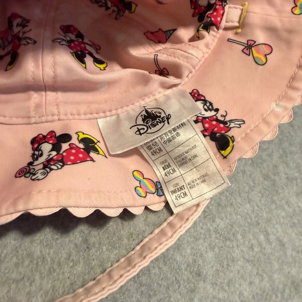 Minnie Mouse Swim Pool Hat REVERSIBLE Chin Strap ~ Hong Kong Resort Baby 0-3M